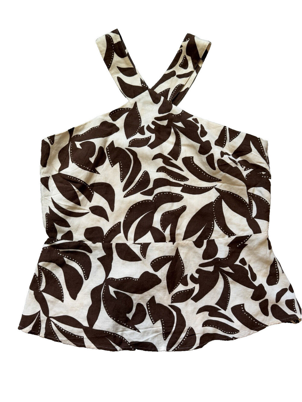 Ann Taylor Linen Blend Halter Peplum Top NWT 8 Brown Beige Office Siren Coastal
